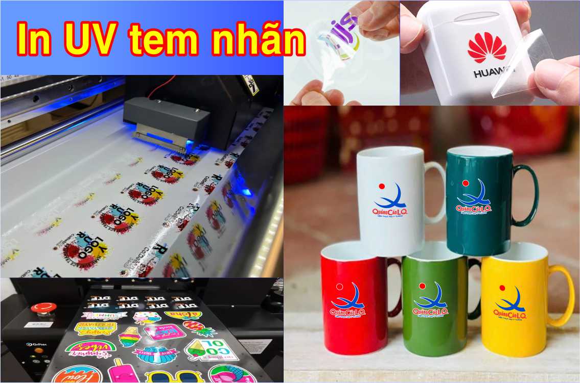 in UV tem nhãn cốc chén