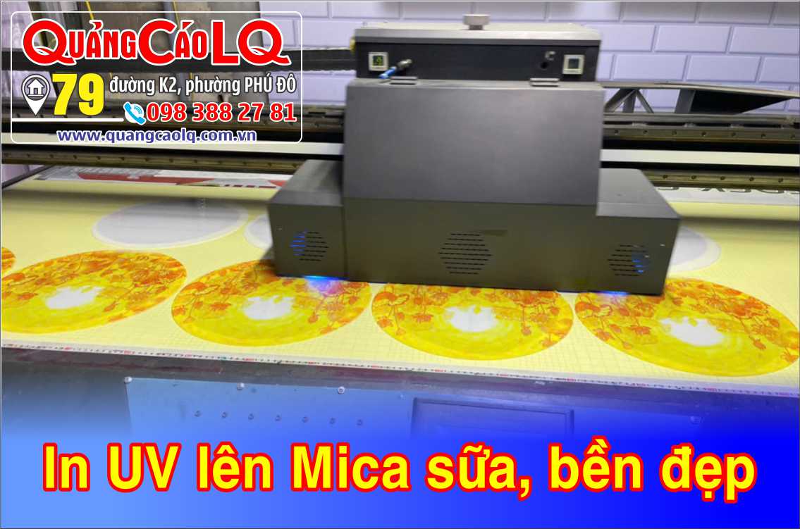 in UV lên mica sữa